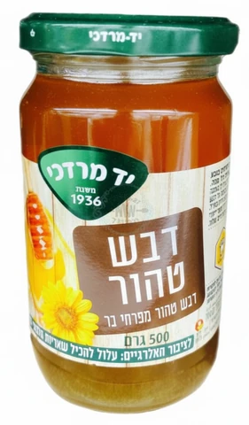דבש טהור מפרחי בר יד מרדכי 500 גרם זכוכית