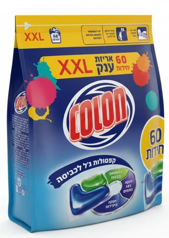 קולון קפסולות ג'ל לכביסה 60 יחידות אריזת חיסכון