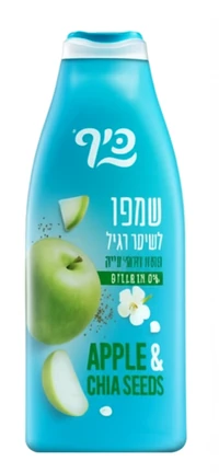 כיף שמפו לשיער רגיל בניחוח תפוח וזרעי צ'יה 700 מ"ל