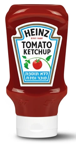 קטשופ היינץ מתבל עגבניות ללא תוספת סוכר ומלח 425 מ"ל