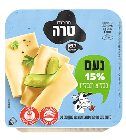 פרוסות גבינה חצי קשה מופחתת שומן 15% שומן 200 גרם נעם (דק דק)