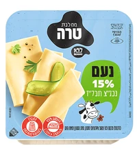 פרוסות גבינה חצי קשה מופחתת שומן 15% שומן 200 גרם נעם (דק דק)