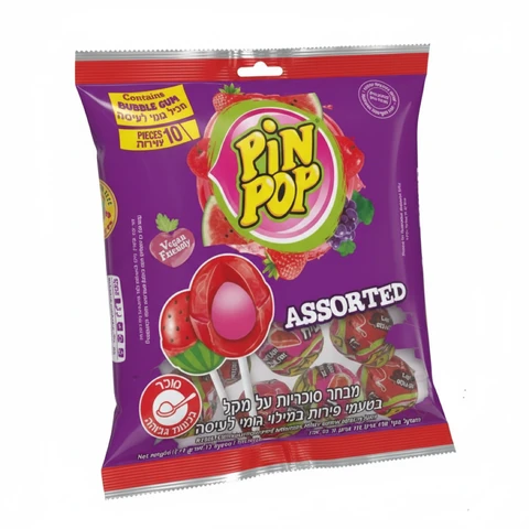 פין פופ - סוכריות לקקן בטעמי פירות 10 יח'
