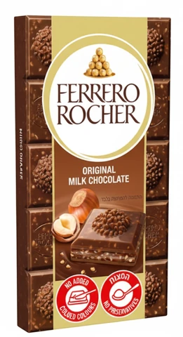 טבלת שוקולד חלב פררו רושר עם קרם אגוזי לוז וקקאו 90 גרם