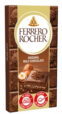 טבלת שוקולד חלב פררו רושר עם קרם אגוזי לוז וקקאו 90 גרם