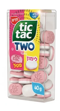 טיק טק TWO סוכריות פטל לימון ללא סוכר, 40 גרם