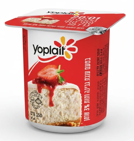 יוגורט יופלה עוגת גבינה ותות 3% 150 גרם